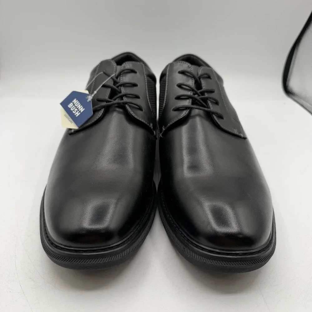 Nunn Bush Chase Shoes Men Sz 14 M Black Plain Toe Oxford Lace Up Dress 81537-001